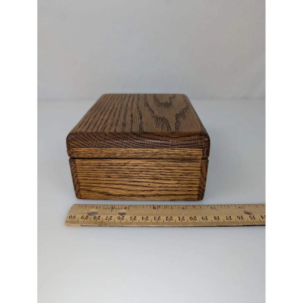 Vtg Wooden Keepsake Box Hinged Lid Storage Jewelry Trinket Organizer Cottagecore